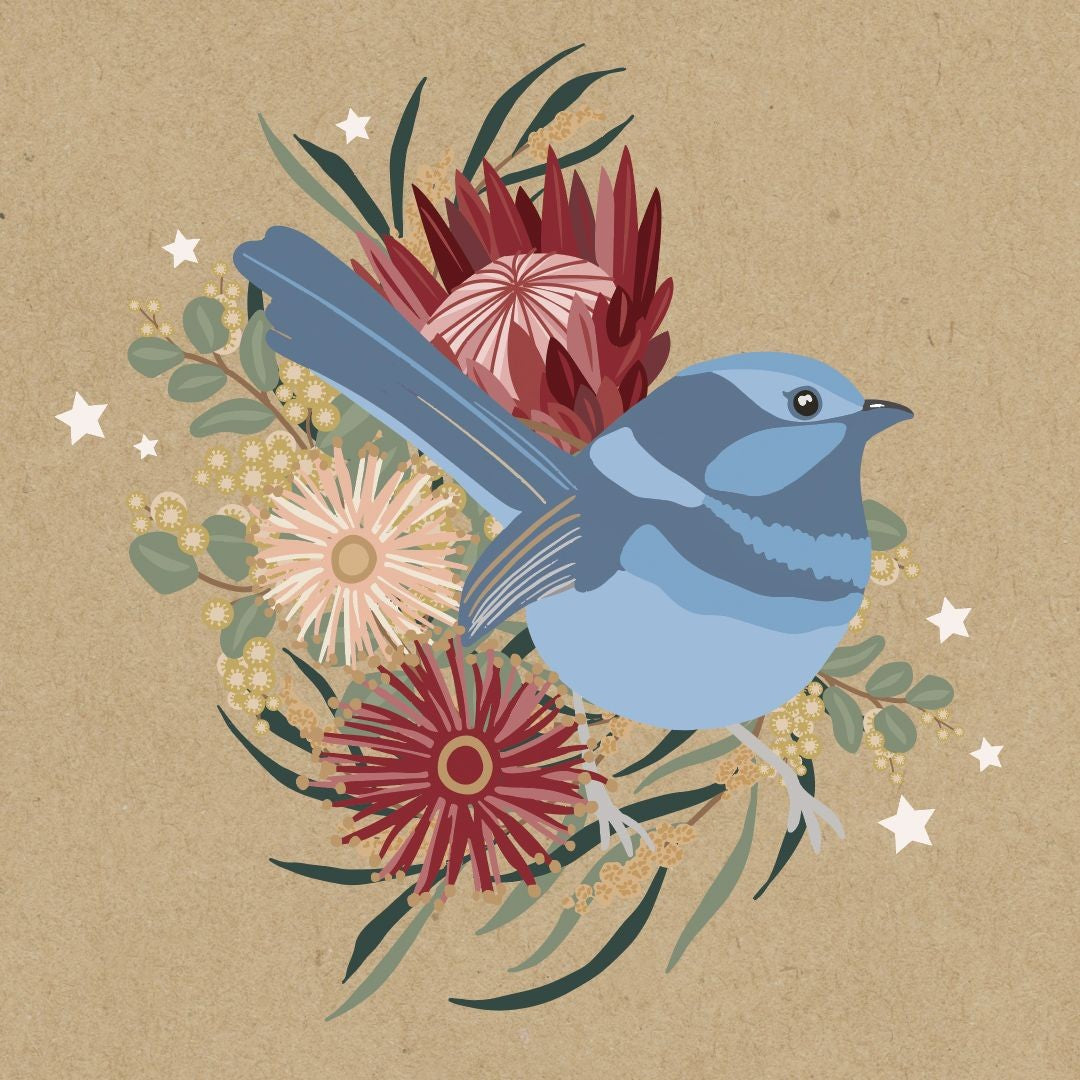 Mini Card -blue Wren