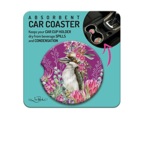 Absorbent Car Coaster - Blush Kookaburra