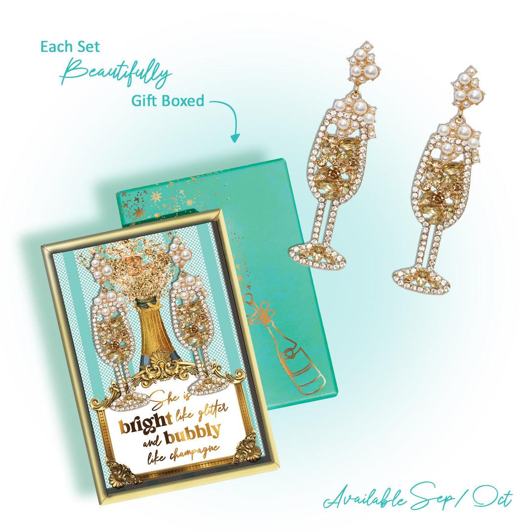 Fashion Earrings - Bright & Bubbly Champagne Glasses