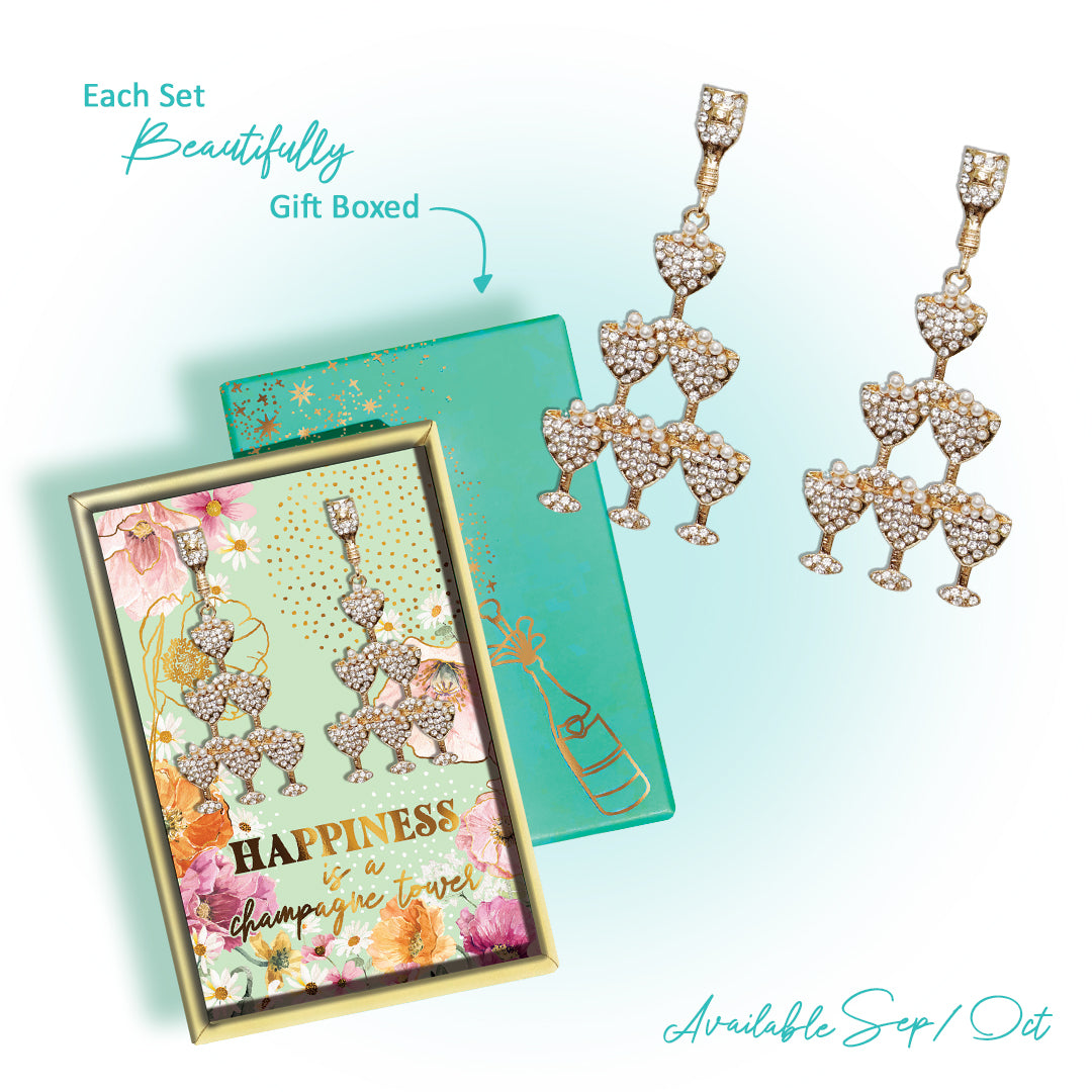 Fashion Earrings -  Happiness Is A Champagne Tower