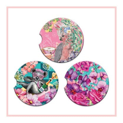Absorbent Car Coaster - Rose Bouquet