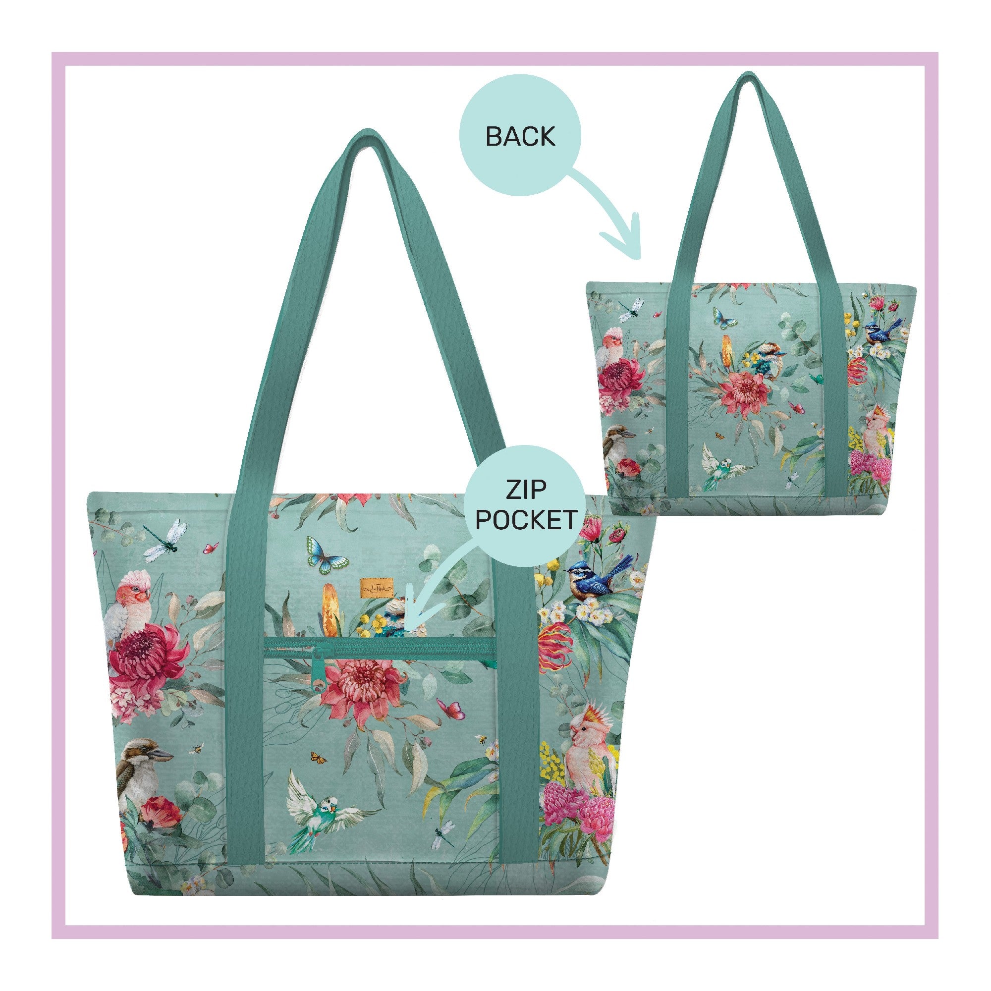 Large Tote Cooler - Feath Friends 
