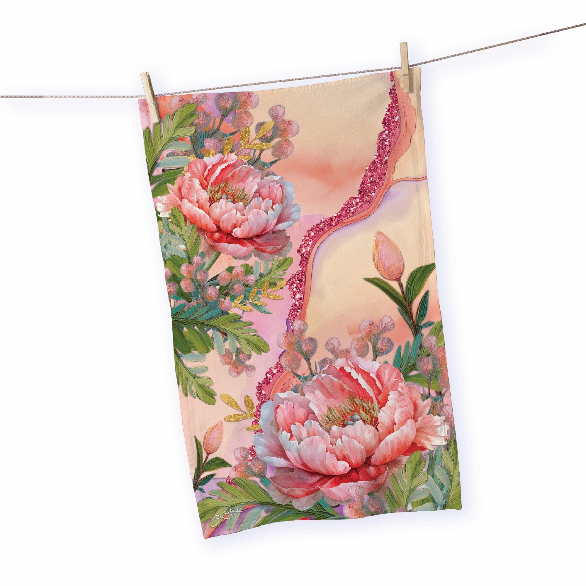 Tea Towel - Coral Peony 