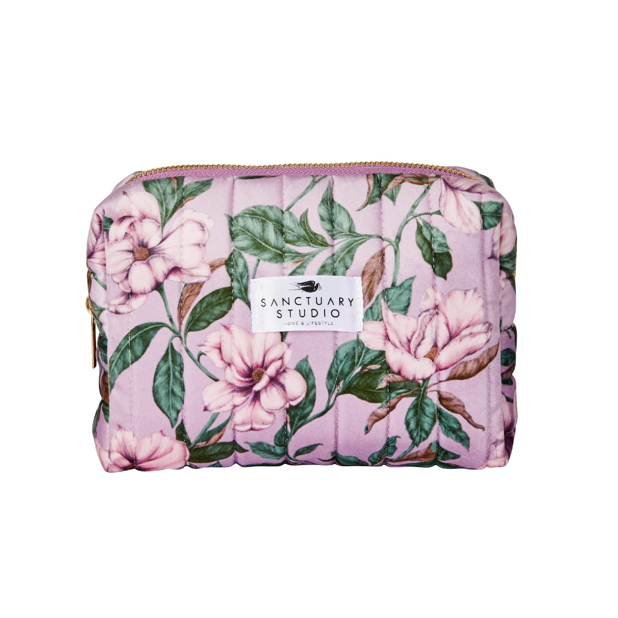 Cosmetic Bag Velvet- Sweet Magnolia 20x13x6cm