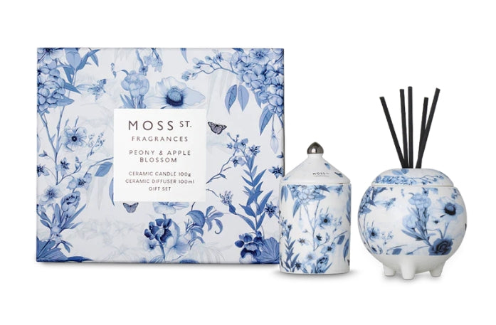 Moss St Mini Candle & Diffuser Gift Set Peony & Apple Blossom