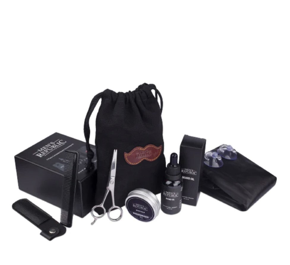 Men's Republic 6pc Beard Grooming Kit With Bag And Apron