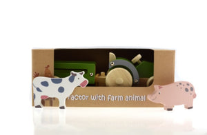 Wooden Tractor With Farm Animals