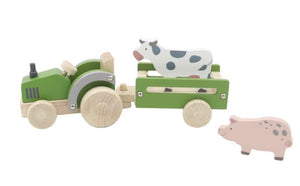 Wooden Tractor With Farm Animals