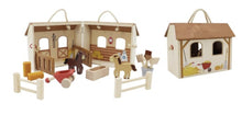 Load image into Gallery viewer, Wooden Portable Horse Stable Playset
