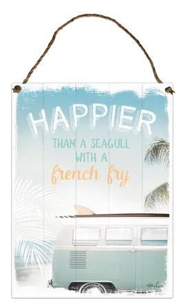 Wanderlust Happier Hanging Tin Sign