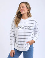 Simplified Stripe Crew White With Navy [siz:12]