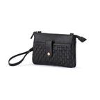 Weaved Crossbody Phone Bag - Black [col:black]