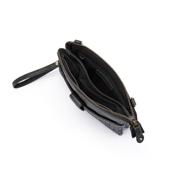 Weaved Crossbody Phone Bag - Black [col:black]