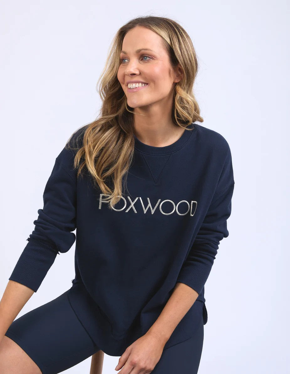 Foxwood Simplified Metallic Crew - Navy [siz:14]