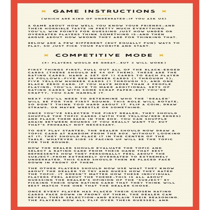 Overrated/ Underrated Soical Game 