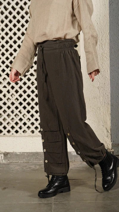 Polaris Linen Blend Pants In Khaki [siz:m]