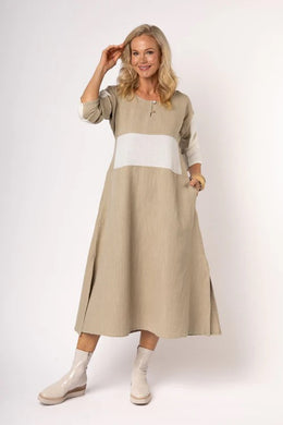 Minnie Linen Blend Dress Latte [siz:sm]