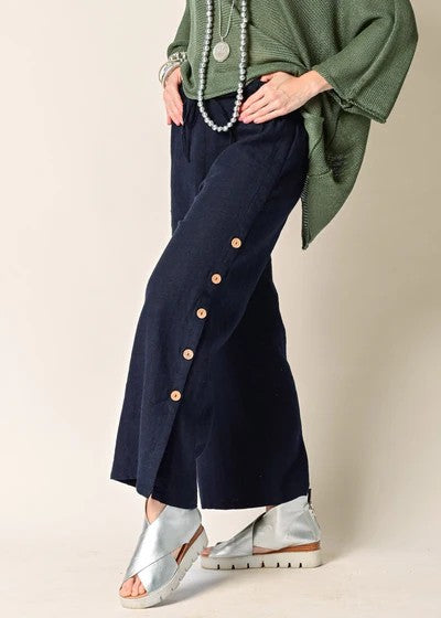 Mioleta Linen Pants In Navy [siz:l]