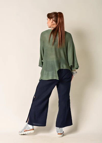 Mioleta Linen Pants In Navy [siz:l]