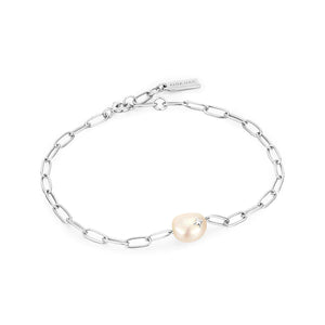 Pearl Power-Silver Chunky Bracelet
