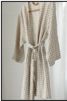 French Linen Natural Gingham Robe