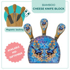 Lisa Pollock - Magnetic Cheese Knife Block 10x12 - Royal Wrens