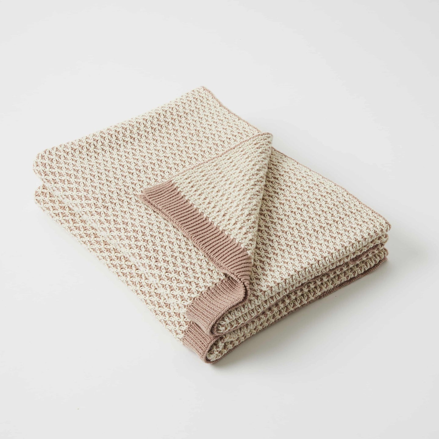 Knitted Throw Laurel Pink & Cream