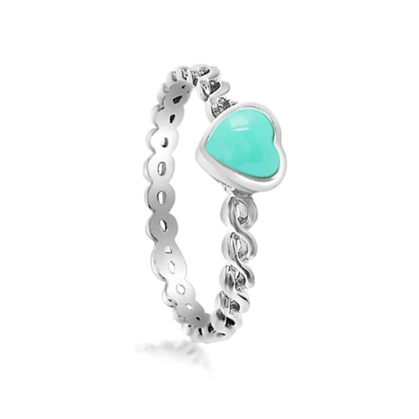 Turquoise  Sterling Silver Ring - Heart SIZE 7