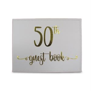 50th Gold Text Guest Book