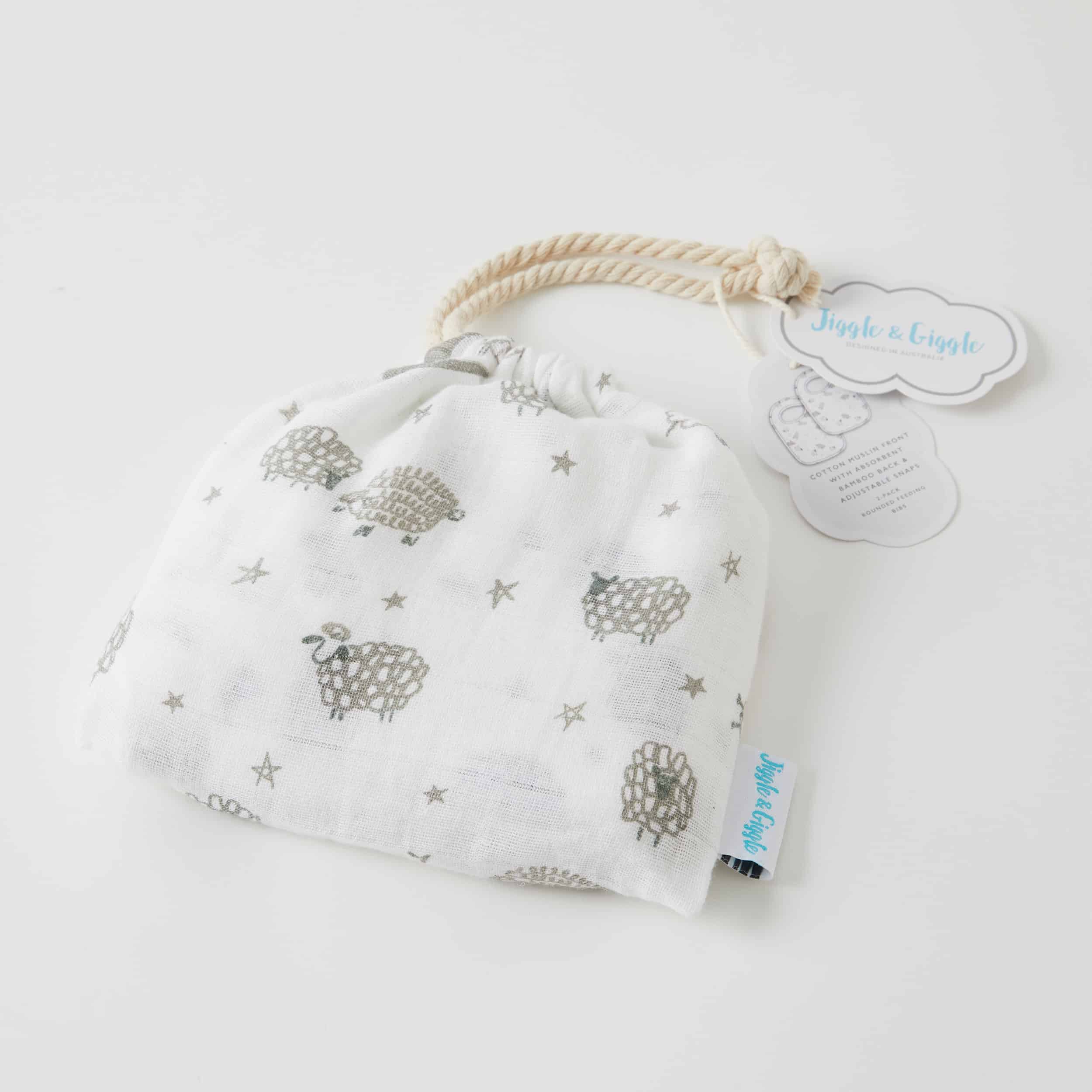 Sheep Muslin Bib 2pk