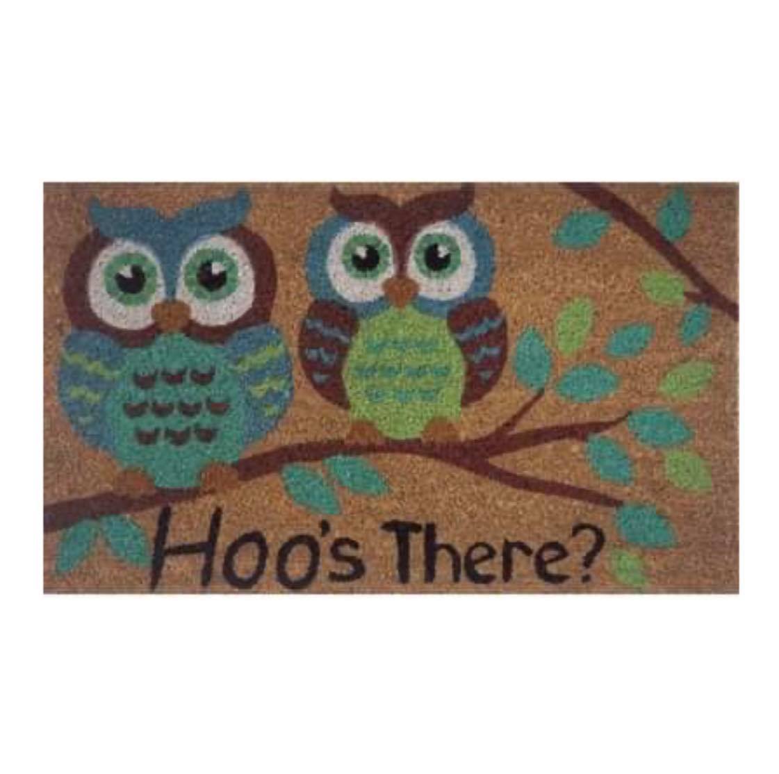 Hoo's There? Two Owls On A Branch Doormat