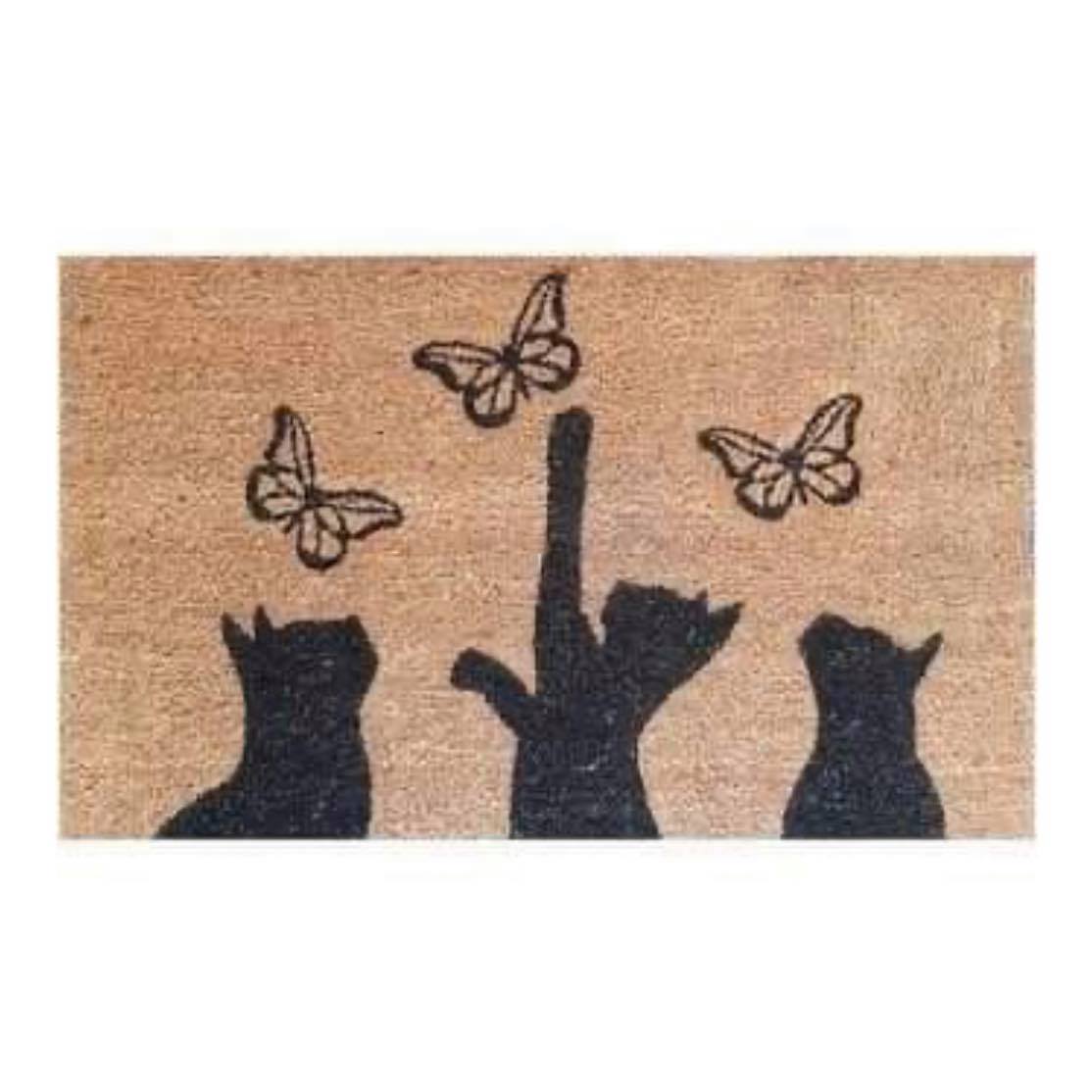 Three Cats & Butterfly Doormat