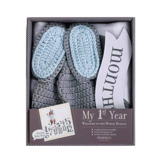 My 1st Year Blue Swaddle Gift Set