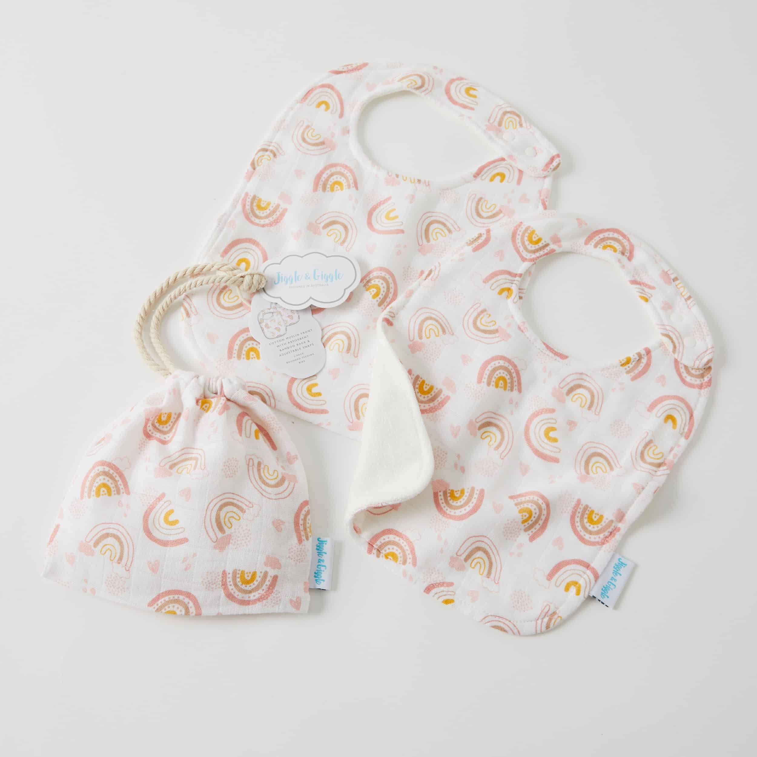 Rainbow Muslin Bib 2pk