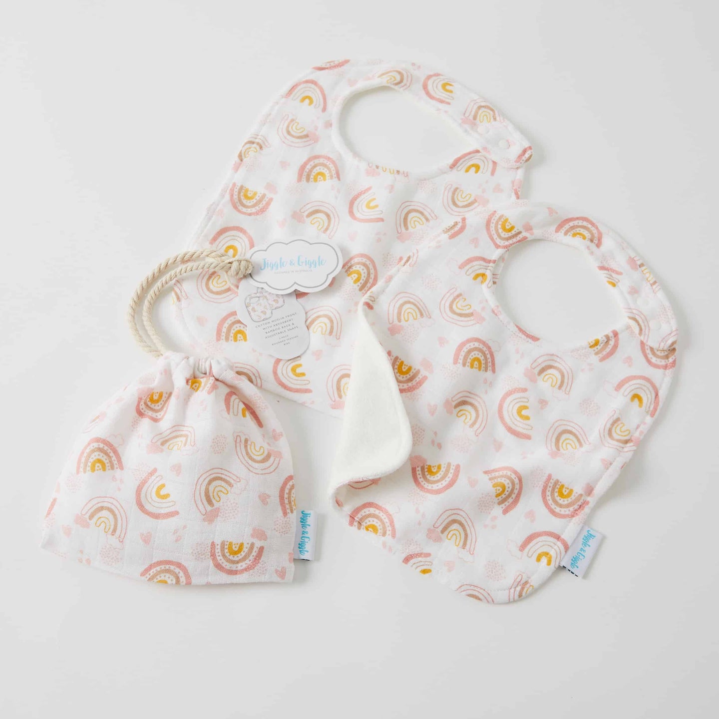 Rainbow Muslin Bib 2pk