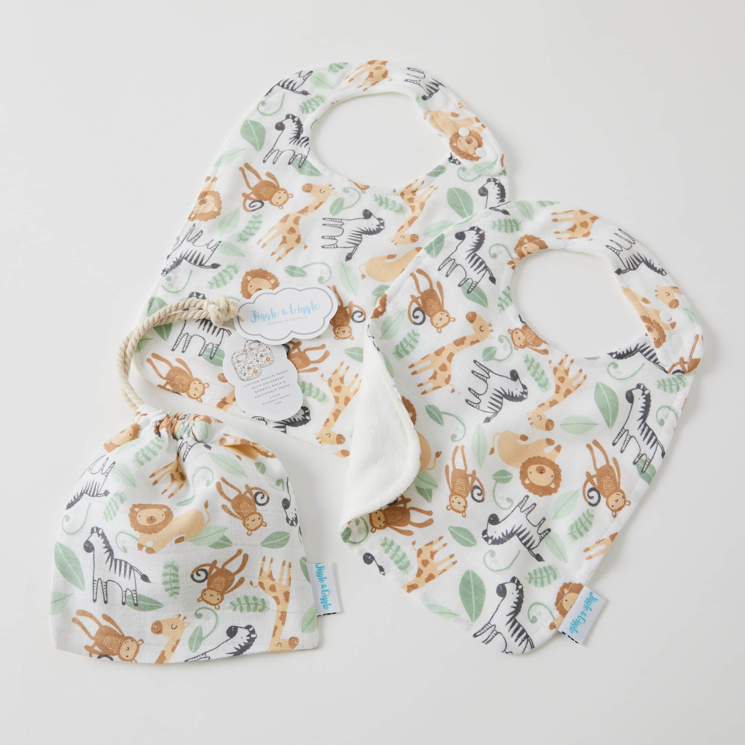 Safari Muslin Bib 2pk