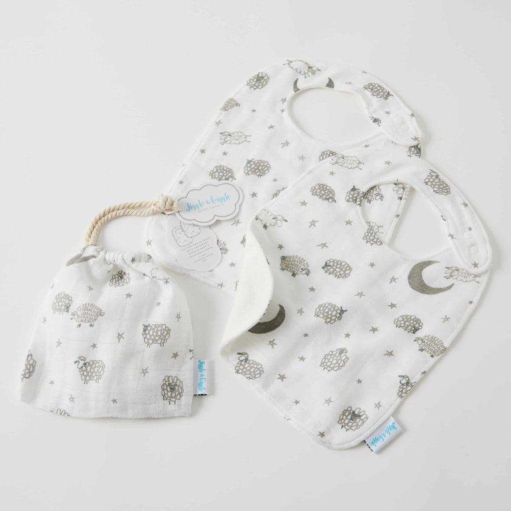 Sheep Muslin Bib 2pk