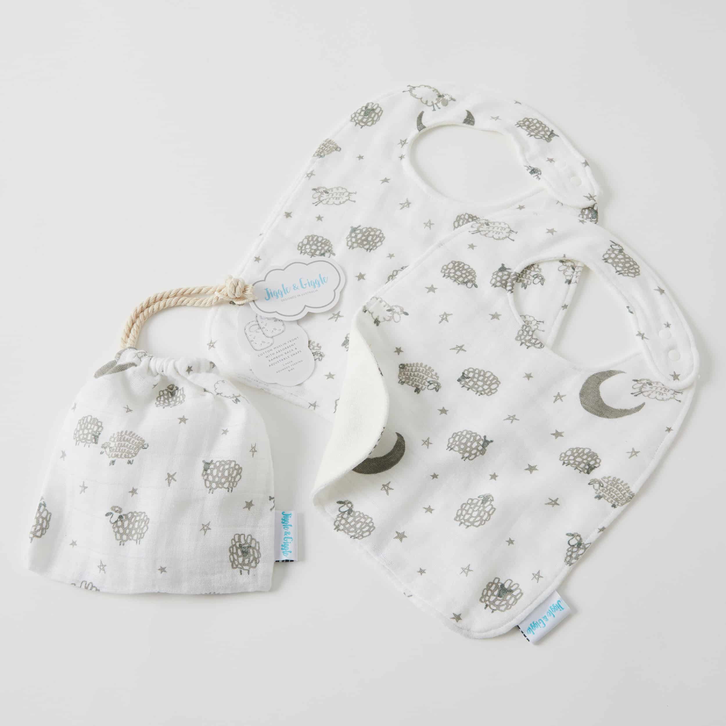 Sheep Muslin Bib 2pk