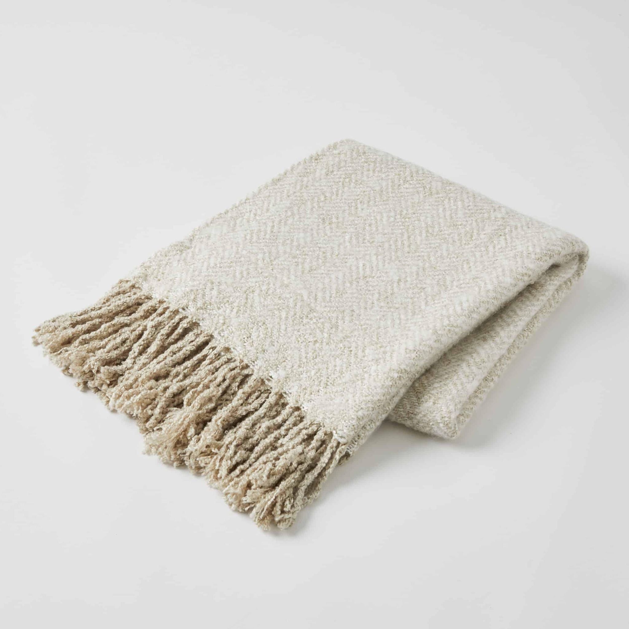 Oatmeal Herringbone Premium Throw Blanket