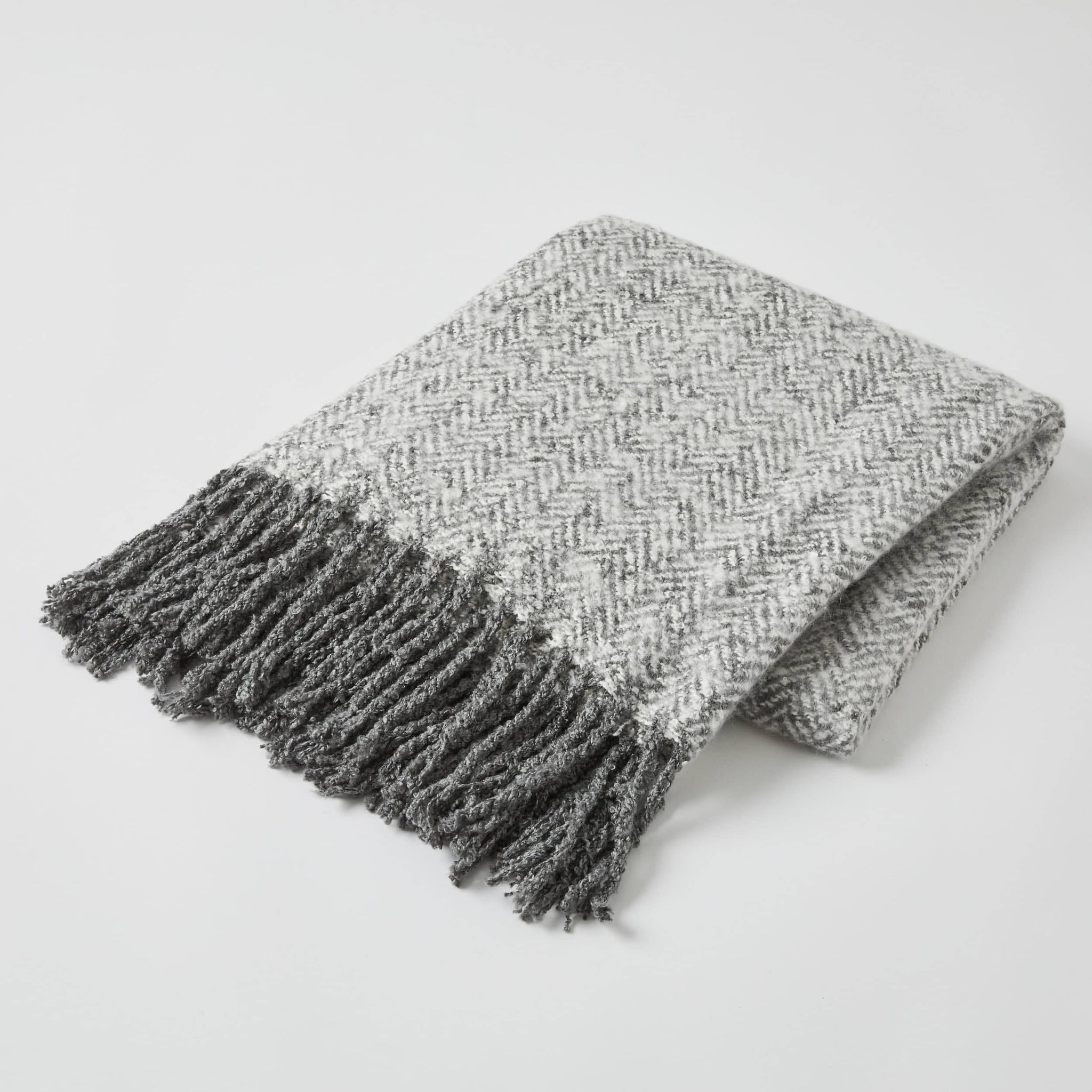 Grey Herringbone Premium Throw Blanket