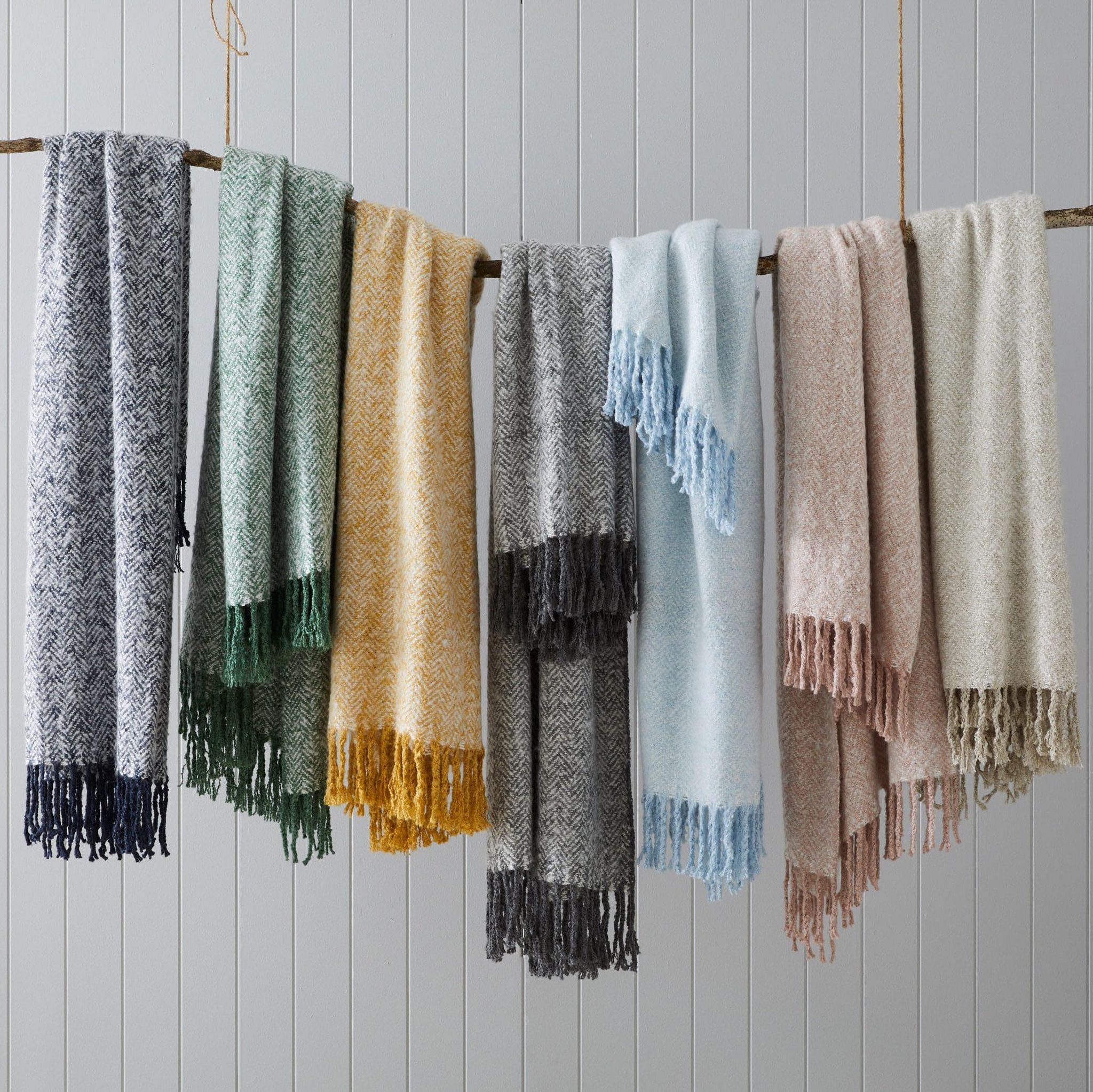Grey Herringbone Premium Throw Blanket