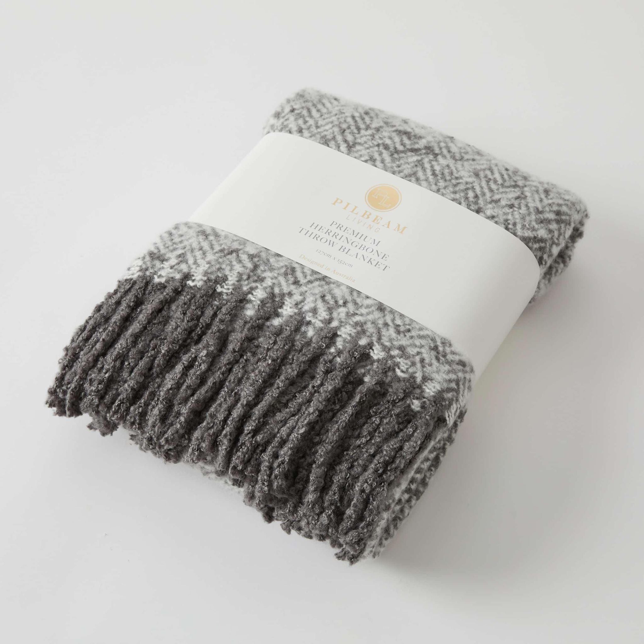 Grey Herringbone Premium Throw Blanket