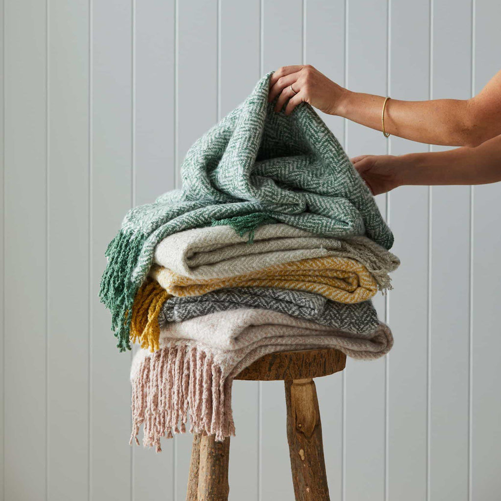 Oatmeal Herringbone Premium Throw Blanket