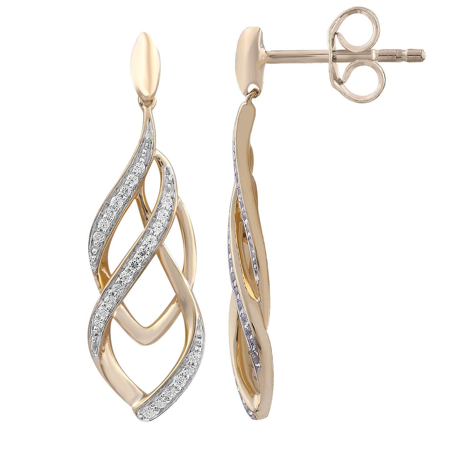 9K Gold Twist Diamond Earrings