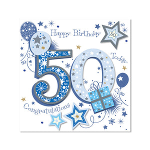 Card - Happy Birthday 50 Today Congratulations Silver (More Than Words Lge)