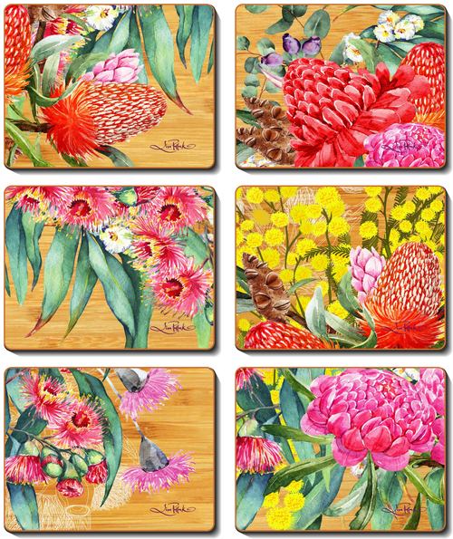 Native Flowers S/6 Coasters