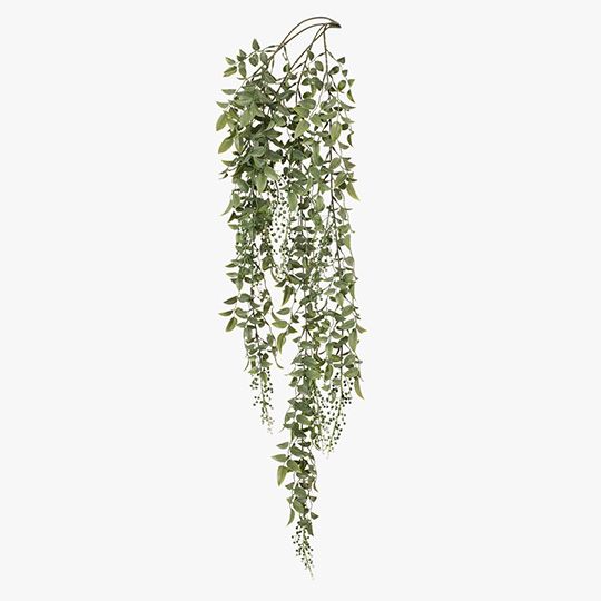 Leaf & Berry Grey & White Hanging Bush - 87cm