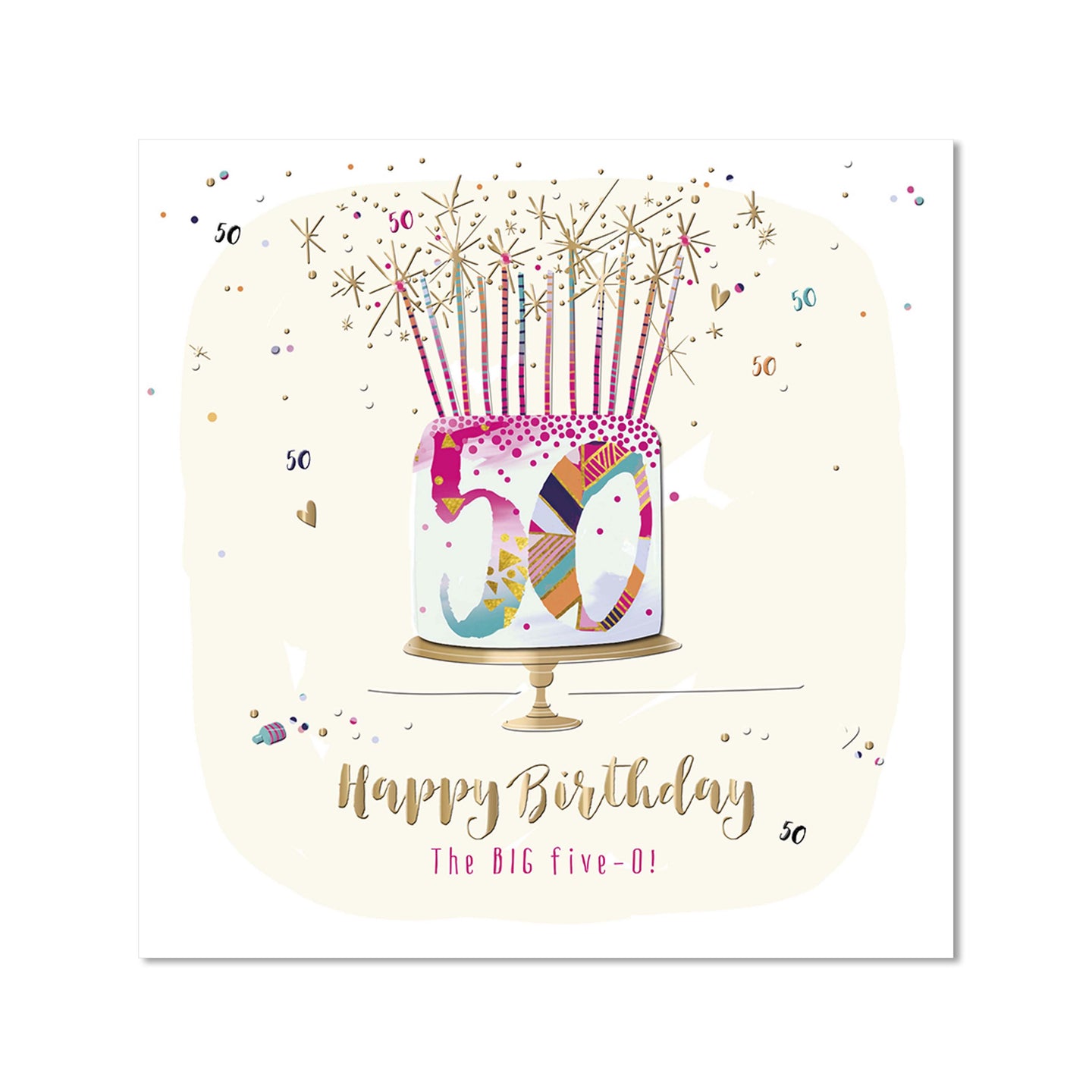 Card - 50 Happy Birthday The Big Five-0! (Strawberry Fizz)