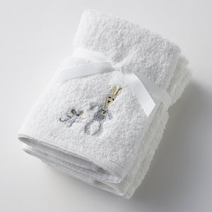 Rabbit & Friends Embroidered Face Washer S/3