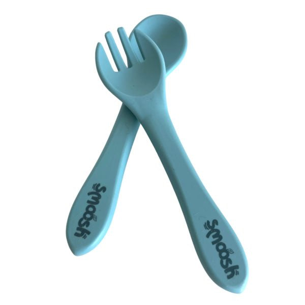 Smoosh Teal Fork and Spoon Set